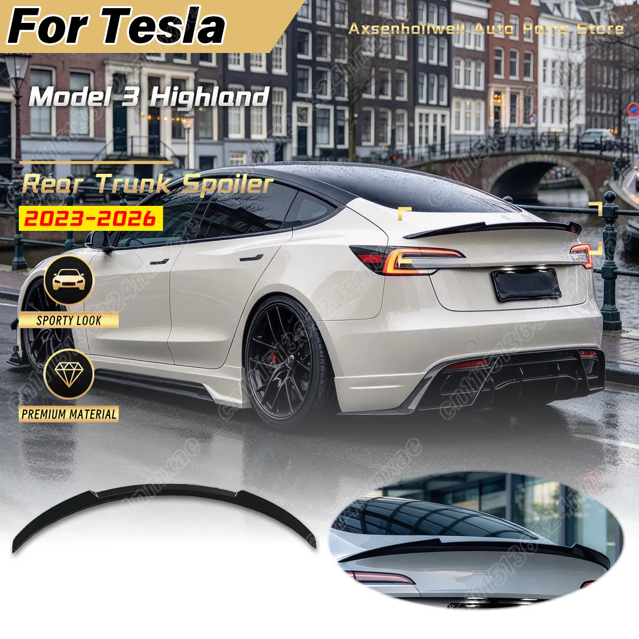 For Tesla Model 3 Highland 2023 2024 2025 2026 Rear Trunk Spoiler Auto Rear Deck Wing Body Decoration Modification Kit