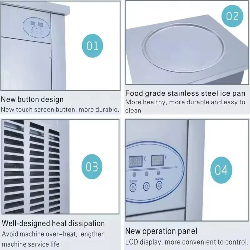 Hot Selling Automatic Large Pot Ice Fryer With 5 Barrels Of Ice Cream Roll Forming Machine Premium