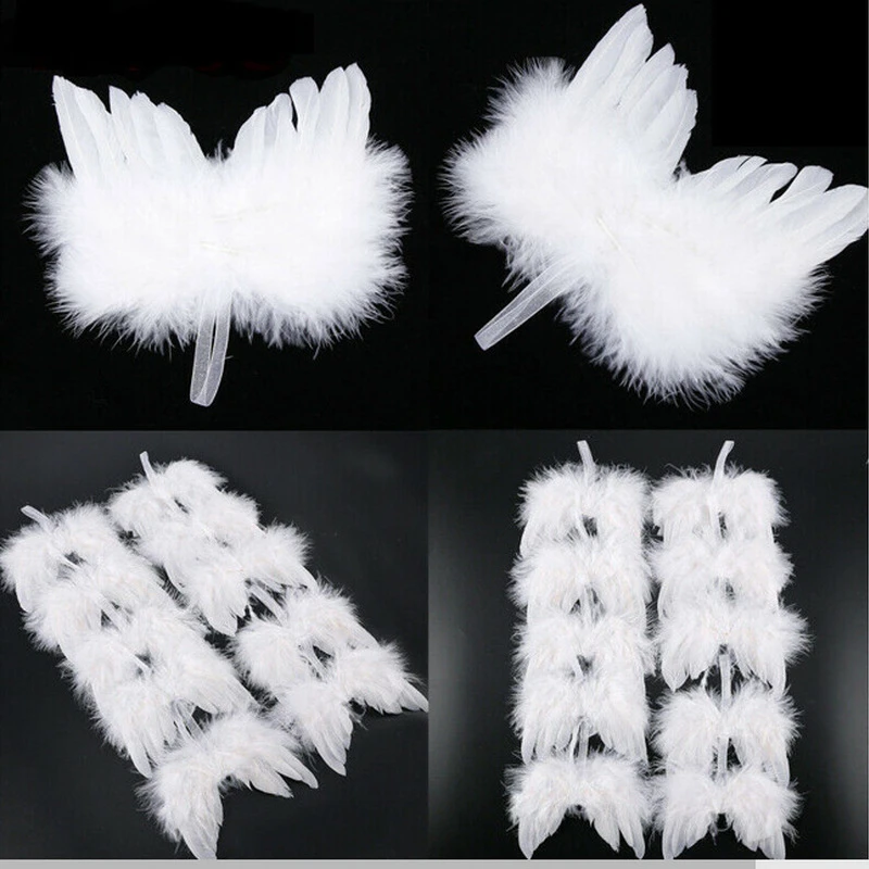 4Sizes Crafts Kids Mini Feather Angel Wing Dog Prop Doll Decoration halloween Christmas Party Birthday Gift Wedding Home Decor