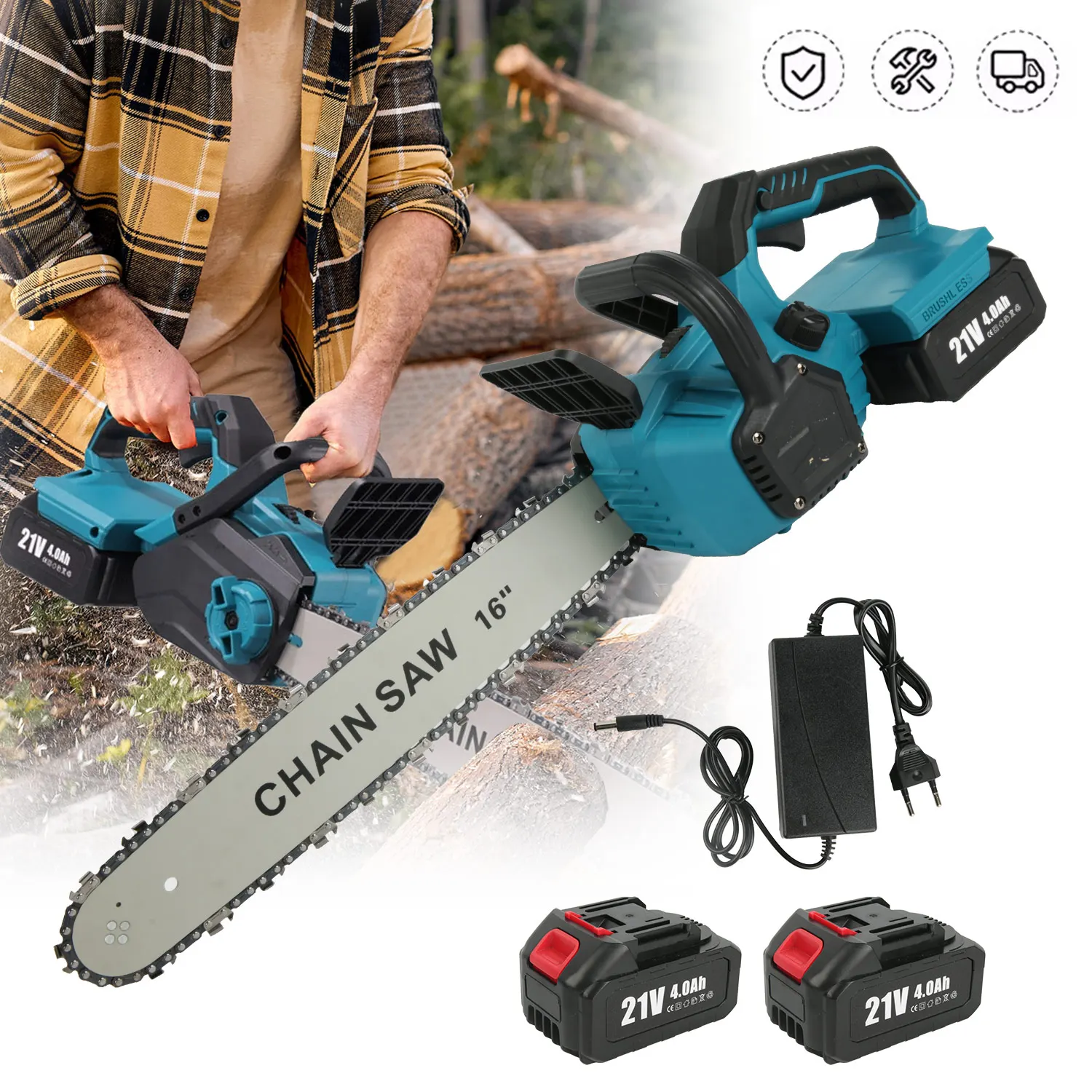 منشار كهربائي بدون فرش مقاس 16 بوصة، أداة كهربائية لقطع الخشب خفيفة الوزن، بطاريات 21 فولت، مقبض مريح للمزيت التلقائي