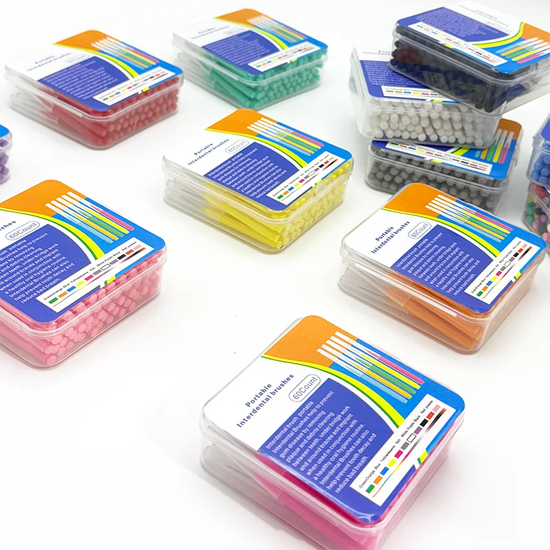 New 60 Pcs/Box I-type push pull interdental brush 0.6-1.5Mm Cleaning Between Teeth Oral Care Orthodontic I Shape Tooth Floss
