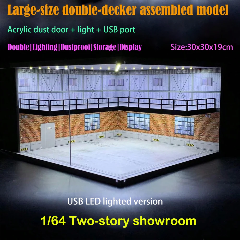 1/64 1/18 1/24 1/32 1/43 Scale Car Garage Diorama Models Set Scene LED Parking Lot Model for Matchbox Hot Wheels Collection