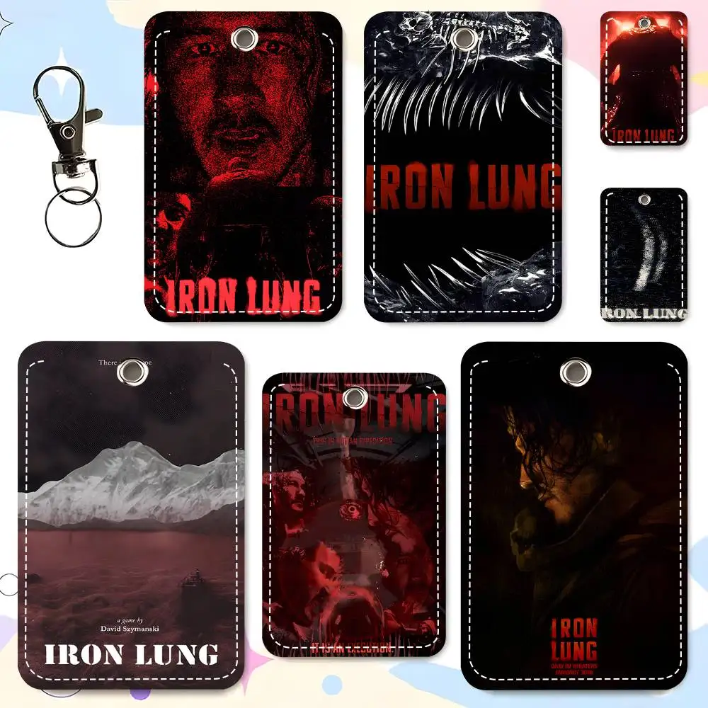 1pc Film I-iron Lung Elegant Card Case Keychain Access Card Bag Key Tag Ring Leather Card Holder Key Ring Access