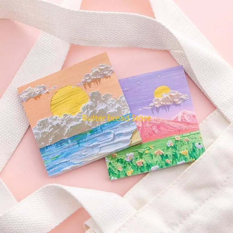 W89c 80 Blätter süßes Ölgemälde Sticky Note Pad Selbstklebend n-mal nach Briefpapier für Lehrer der mittleren Highschool-Lehrer