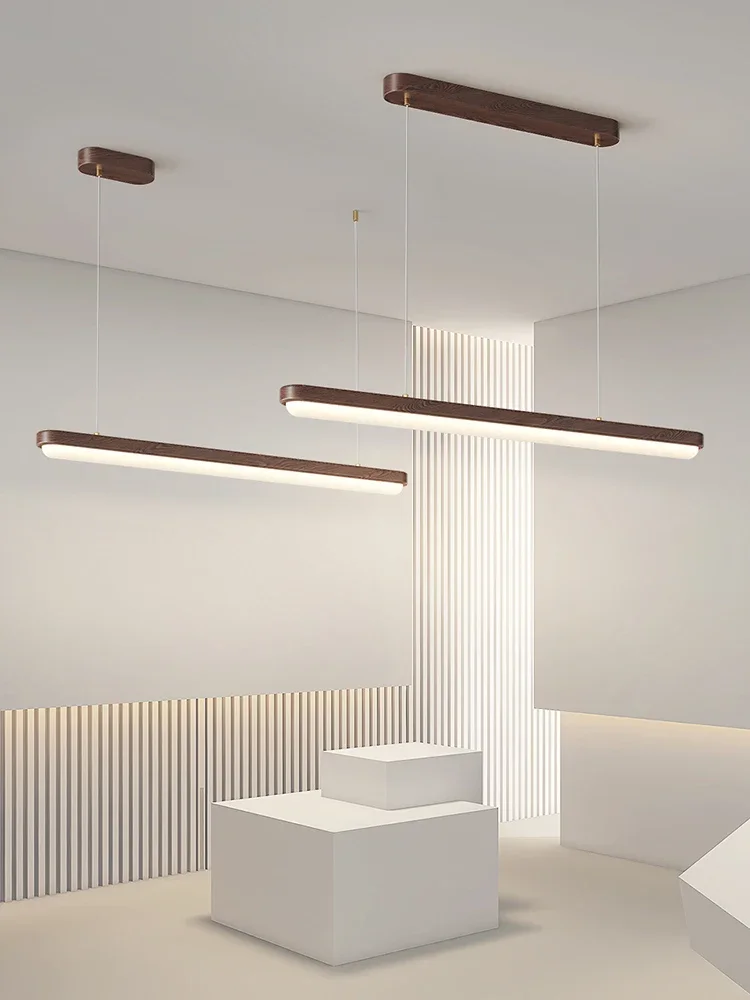 Industrial Vintage Wooden Suspension Strip Art Creative LED Pendant Light Lustre Lamp for Living Room Home Decoration Chandelier