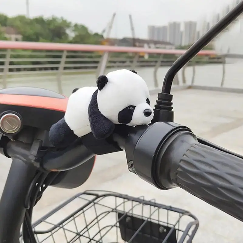 Bike Panda Plush Stuffed Pendants Hangable Cute Panda Ornaments Comfortable Cycling Ornament Separate Strap For Scooter