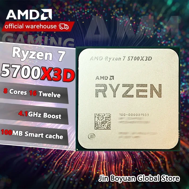AMD Ryzen 7 5700X3D R7 5700X3D 4,1 GHz 8-rdzeniowy 16-wątkowy processeur 7NM L3=96M 100- 00001503 Gniazdo AM4, vente bez wentylatora