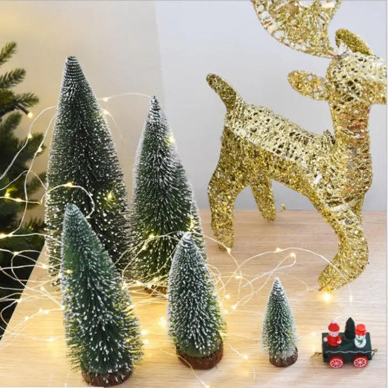 Miniature Christmas Tree Small Artificial Sisal Snow Landscape Architecture Trees For Christmas Crafts Tabletop Decor