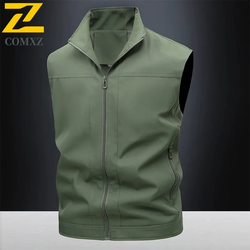 COMXZ Spring-Summer Outdoor Vest Waterproof Windproof Hiking Camping Men Women Streetwear Lightweight Tactical  Work Jacket 2025
