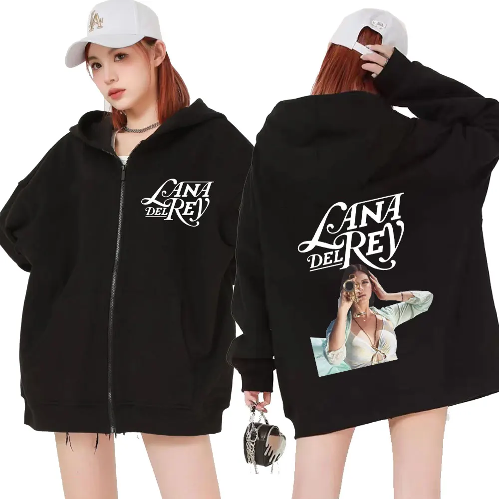 

Lana Del Rey Zipper Hoodies High By The Beach Vintage Graphic Sweatshirt Men Women's Fashion Aesthetic Zip Up Hoodie Loose Coats