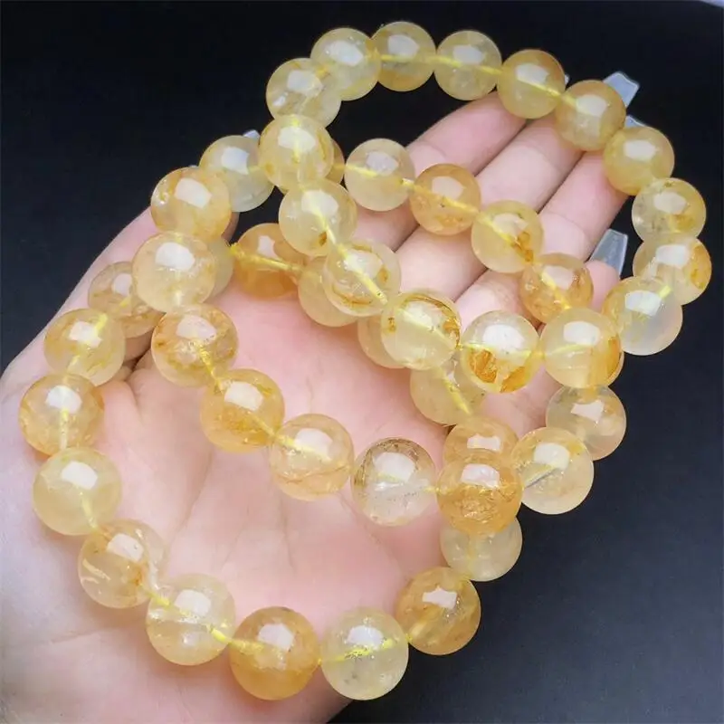 

13MM Natural Yellow Fire Quartz Hematoid Bracelet Women Reiki Healing Bangles Jewelry For Female Gift 1PCS