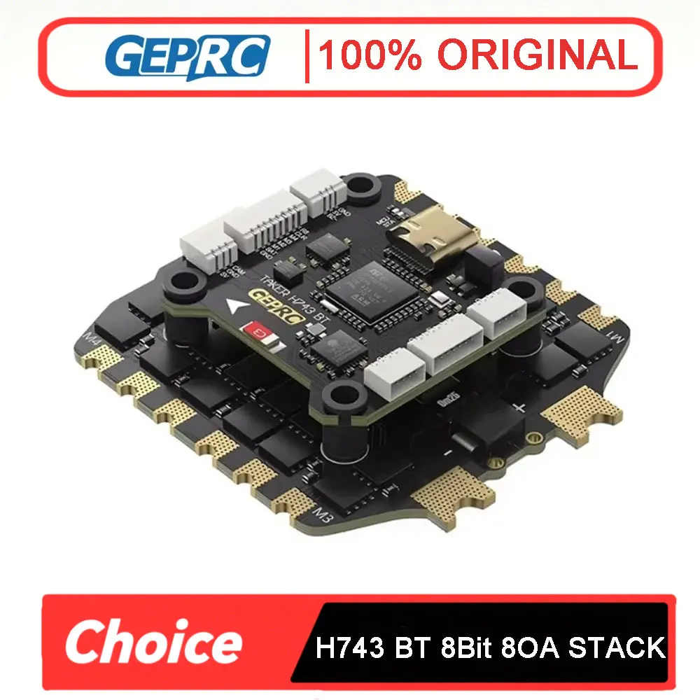 GEPRC TAKER H743 BT 8Bit 80A Stack with 5V 3A+12V 2.5A Dual Independent BEC for FPV Drone Assembly Accessories for Air Unit