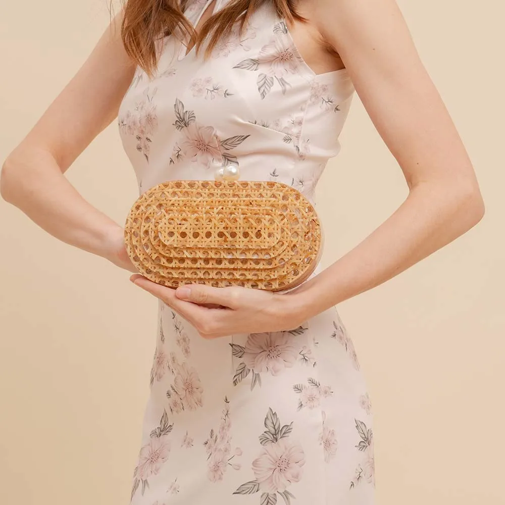 

Hot Selling New Style Rattan Acrylic Evening Clutch Shoulder Crossbody Wedding Fashion Women's Handbag