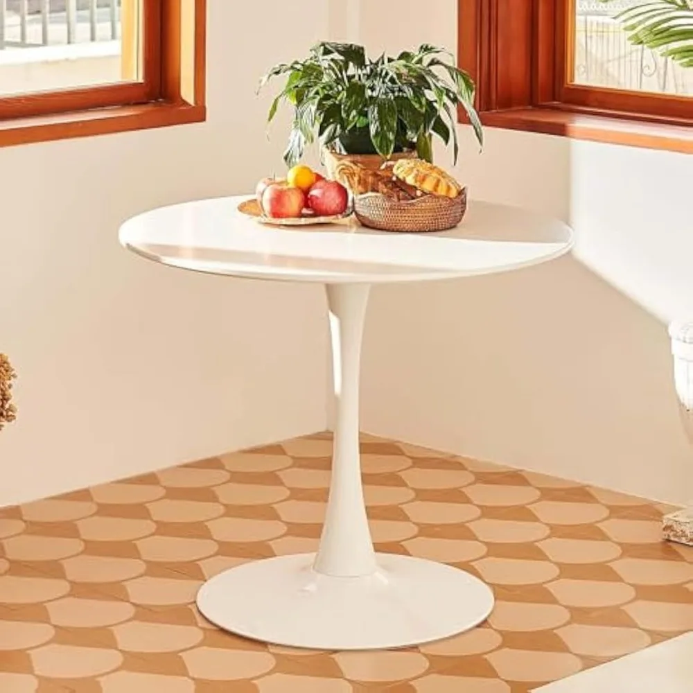 

Round Dining,Mid Century Circle Dining Tables Kitchen Tulip Table Small Cafe Bar Tables Office Living Room Table Office Living