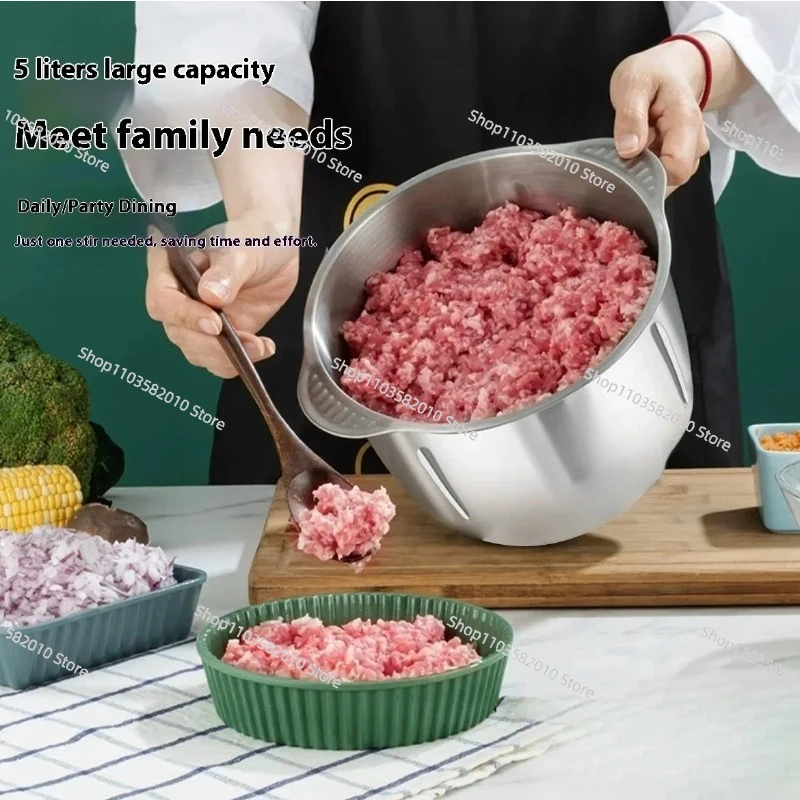Electric Food Grinder & Slicer, 5L Large Capacity Dough Vegetable Mixer for Household