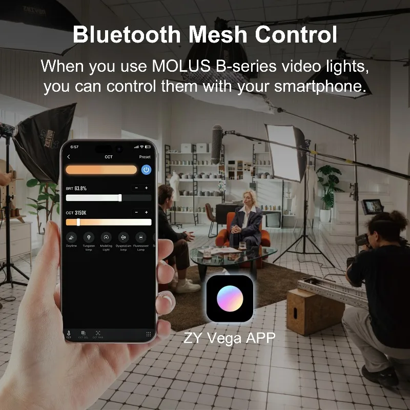 ZHIYUN Official MOLUS B Series Bi-Color COB Light Video Lights Bluetooth Control Photography Lighting B100 B200 B300 B500
