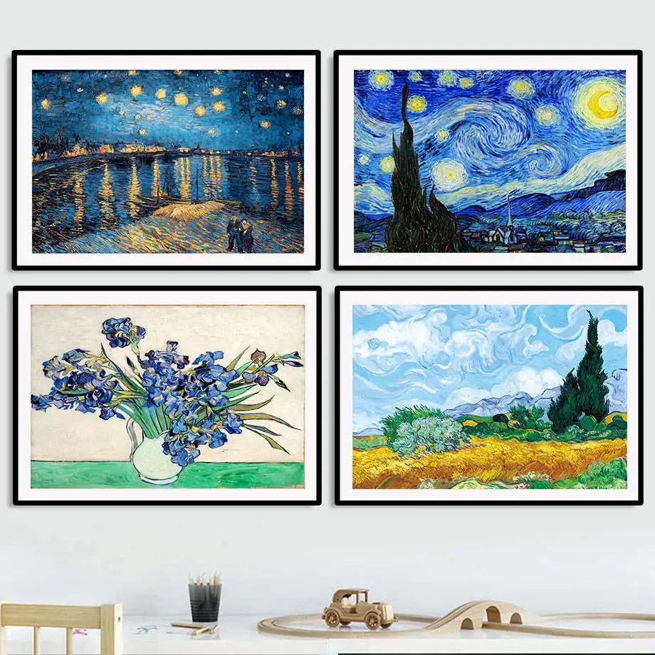 The Starry Night Van Gogh Starry Night Over the Rhone Wall Art Print Canvas Painting Nordic Poster Wall Pictures For Living Room
