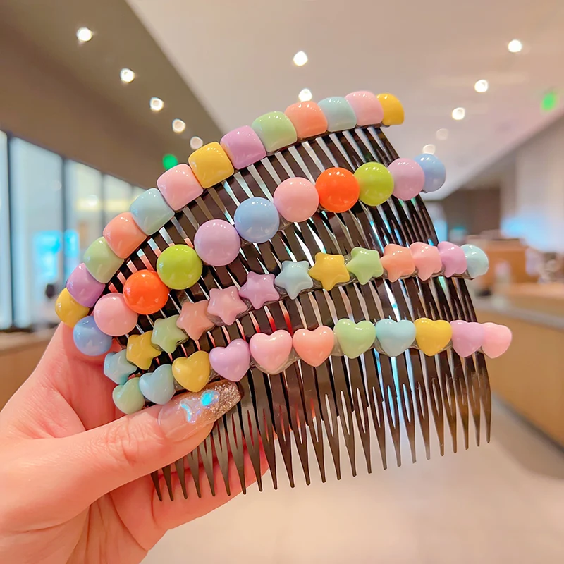 Baby Girls Cute Heart Star Hair Combs Hairpins Children Sweet Organize Hair Styling Tools Kids Lovely Acrylic Hair Accessories