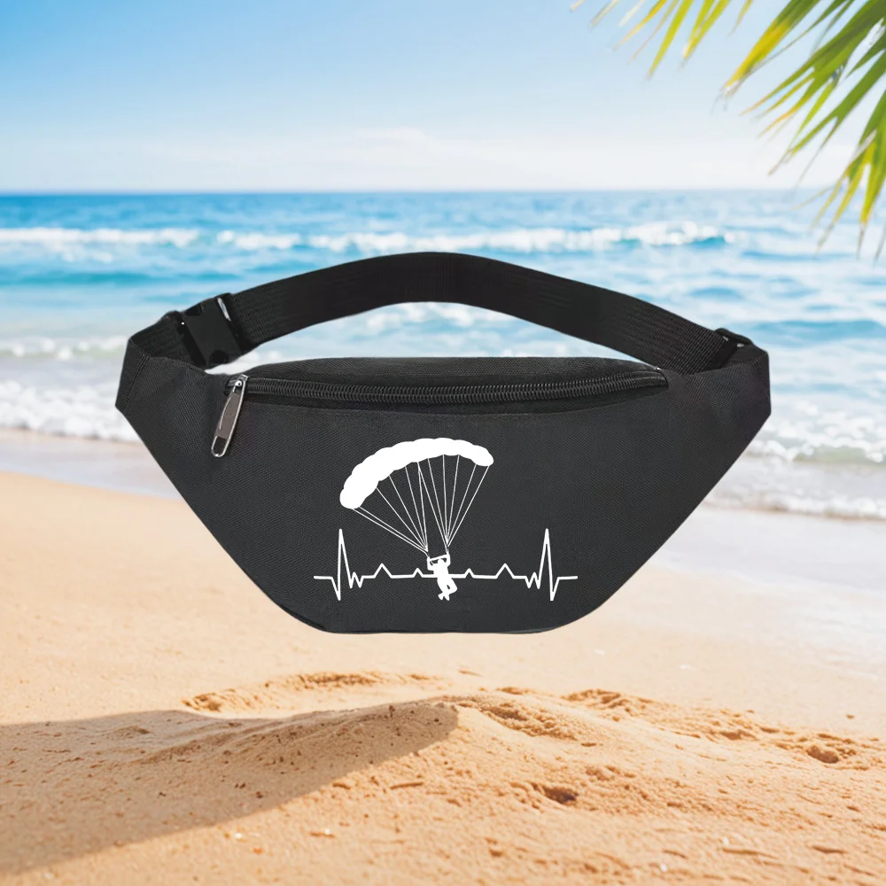 

Parachuting Heartbeat Silhouette Design Waist Backpack Crossbody Chest Bag Street Casual Sporty Fashionable Simple Unique Printe