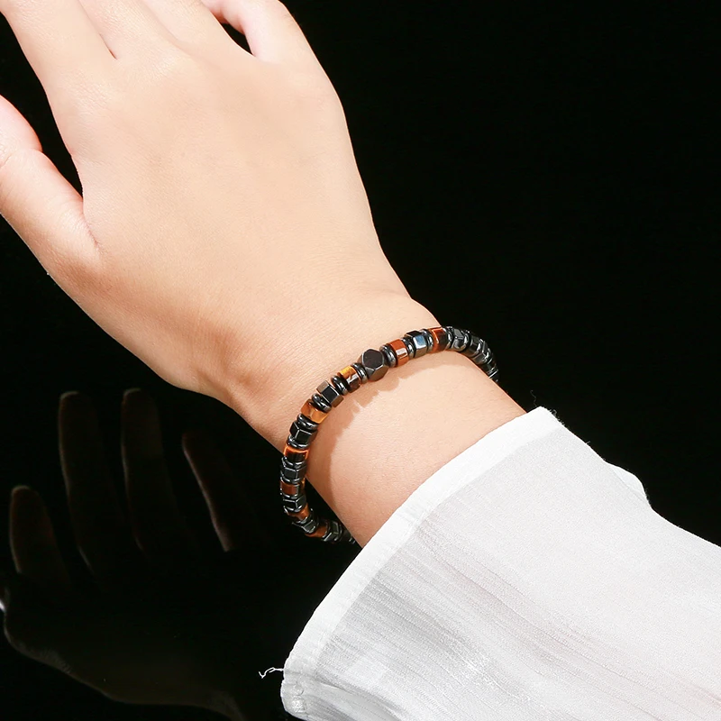 6mm Natural Hematite Stone Spacer Bead Bracelets Women Men Reiki Healing Yoga Meditation Elastic Bracelet Fashion Jewelry Gift