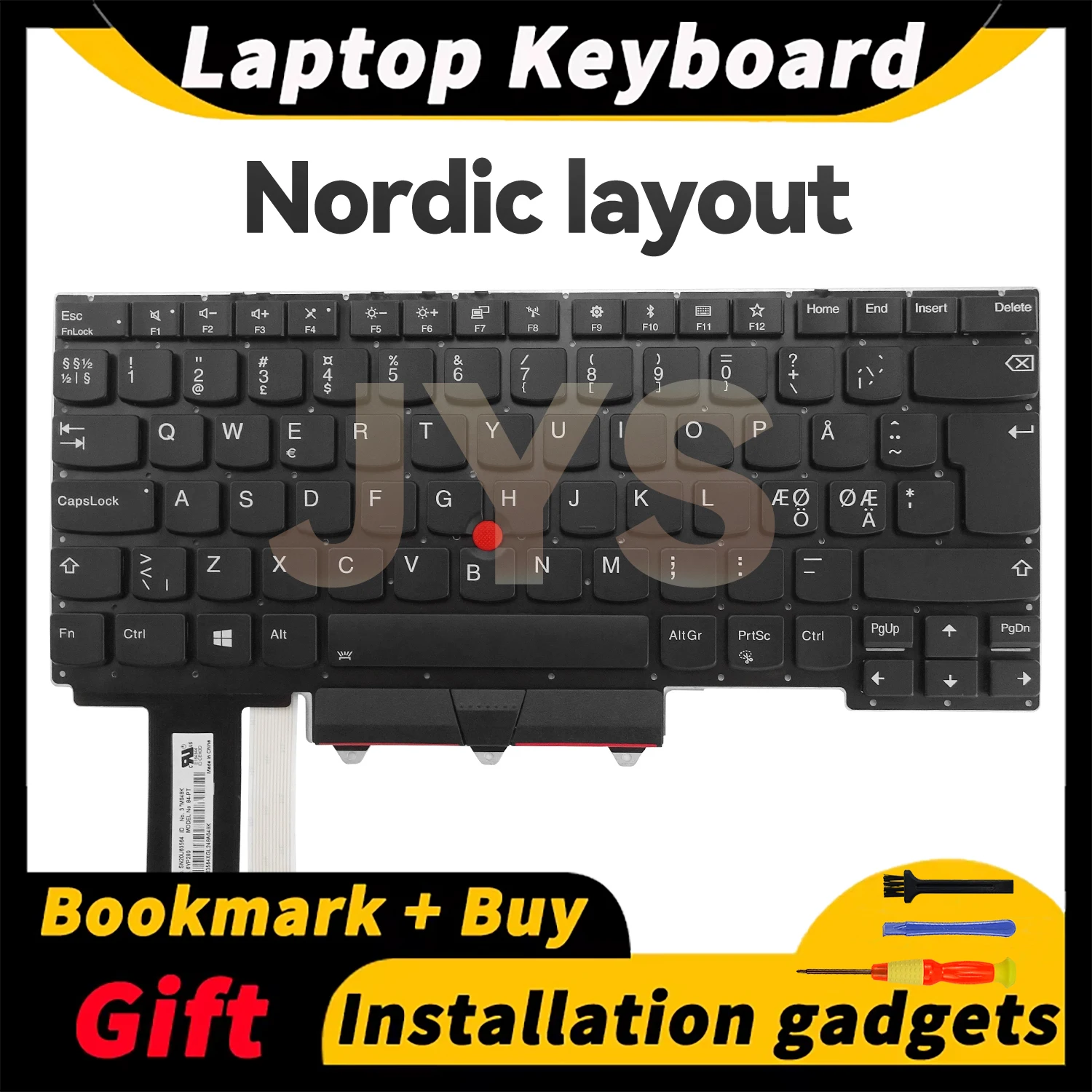 

Nordic layout keyboards internal black for Lenovo ThinkPad E14 Gen1/R14 Gen1/S3 Gen1 laptop keyboard with backlit