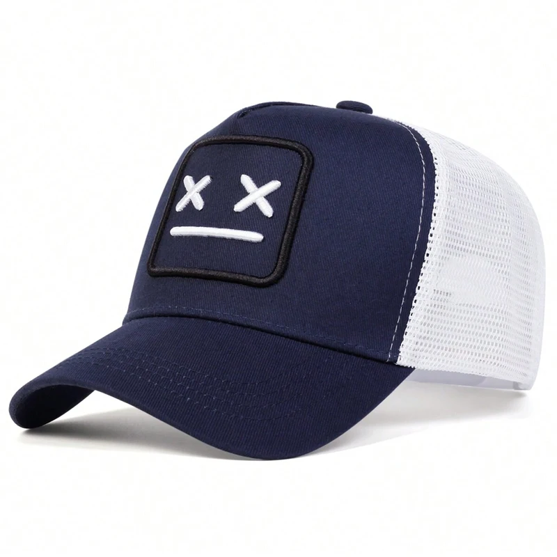 Unisex XX Crying Face Embroidery Baseball Net Caps Hip Hop Cap Spring Summer Outdoor Adjustable Casual Hats Sunscreen Hat