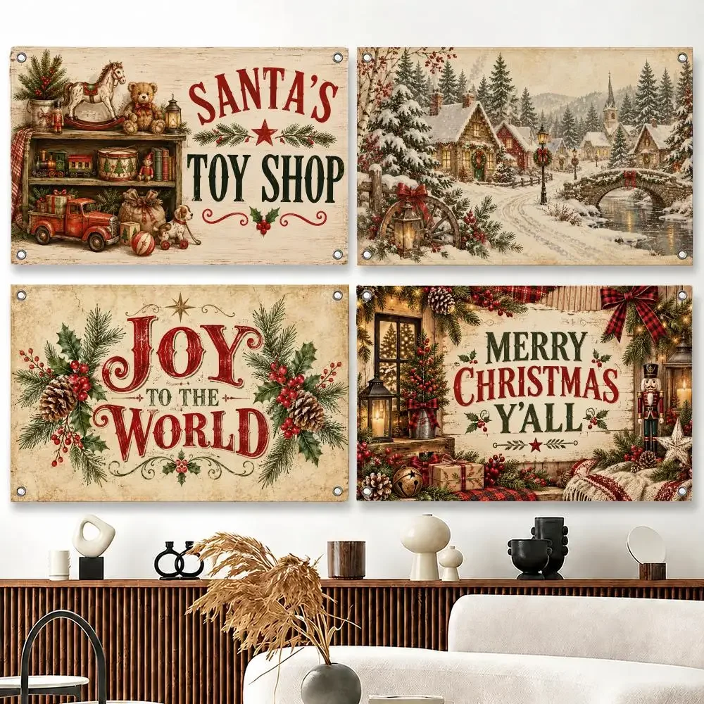 Merry Christmas Rustic vintage Flags decor flag banner,wall hanging flag,indoor outdoor wall decor,yard garden porch