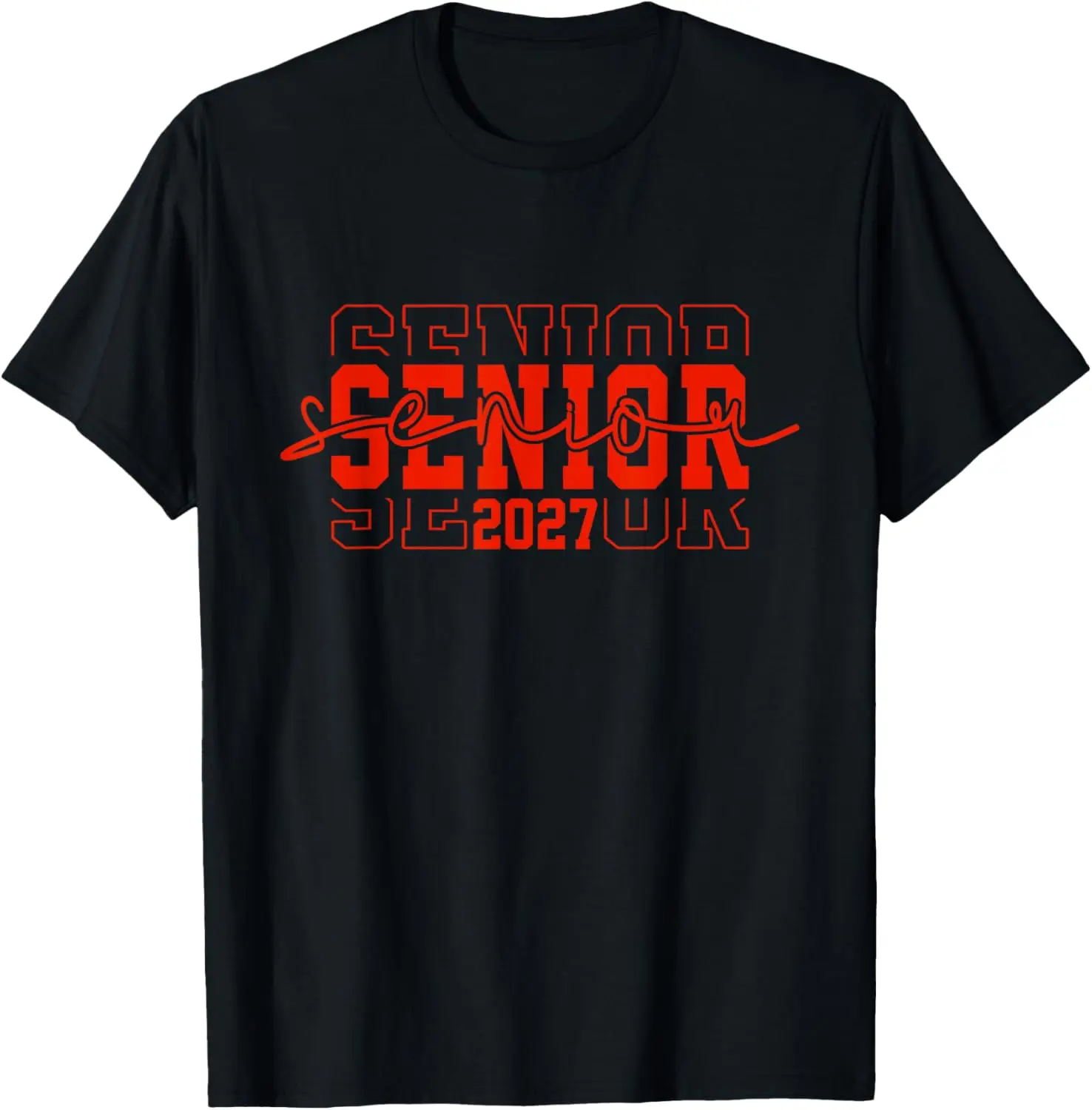 Class Of Seniors Graduation 2027 Senior 27 T-Shirt Summer short-sleeved breathable sweat-wicking versatile fashion T-shirt for back-to-school season, unisex, Y2K Fashionable Cartoon Anime