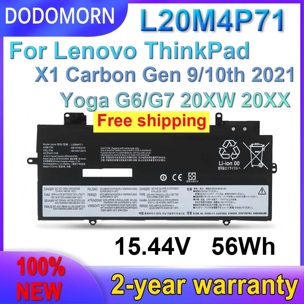 

DODOMORN Fast Delivery New L20M4P71 Battery For Lenovo ThinkPad X1 Carbon Gen 9/10th G9-20XW 2021 Yoga G6/G7 6th Gen 20XW 20XX