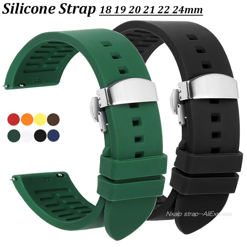 

Silicone Strap 18mm 19mm 20mm 21mm 22mm 24mm Sports Watch Band for Omega Bracelet Butterfly Buckle Universal Watchband for Rolex