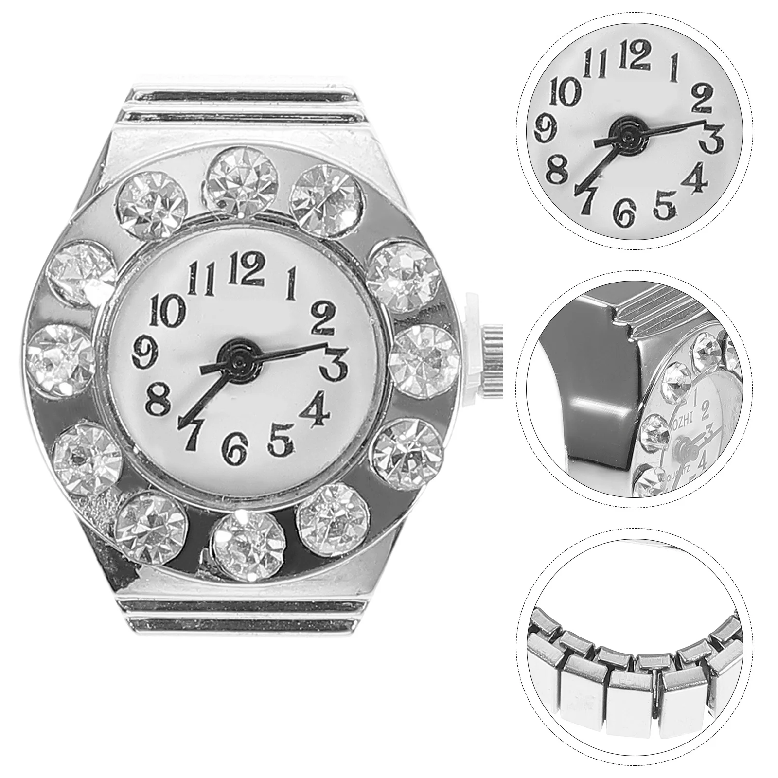 1 قطعة ساعة كرتونية لامعة صغيرة سبيكة إصبع ساعة للأزياء كوارتز ساعة هدية خفيفة الوزن مريحة يمكن ارتداؤها