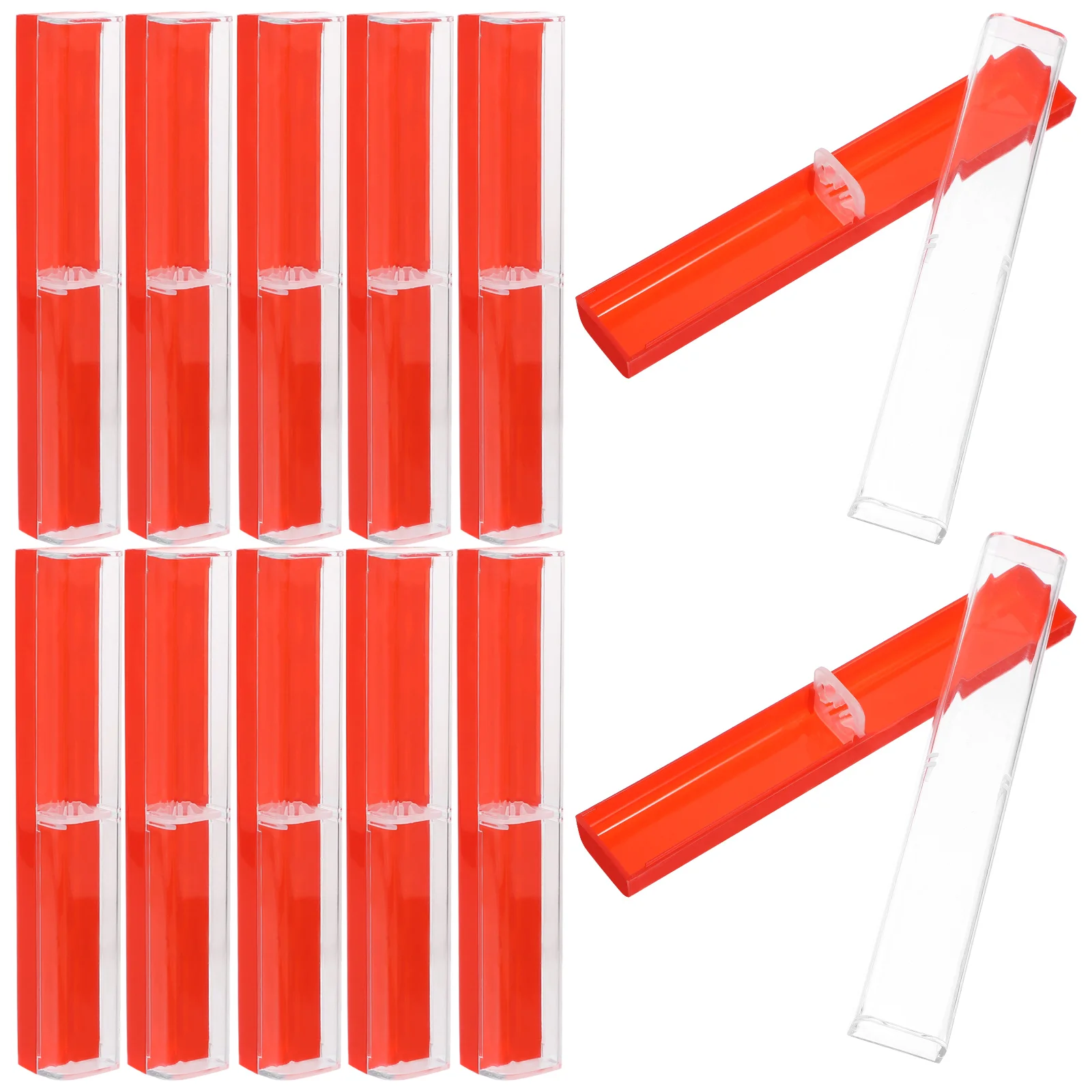 

12pcs Plastic Pen Box Gift Boxes Translucent Red Lightweight Portable Pen Storage Case Holder Container Organizer