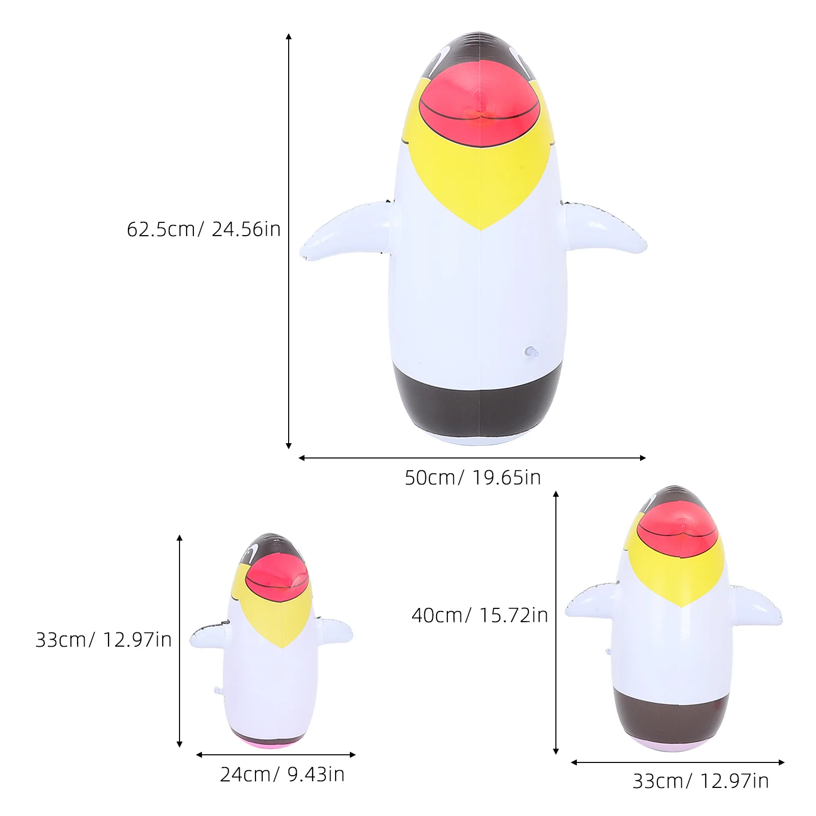Pinguino gonfiabile in PVC da 3 pezzi con base oscillante - Simpatico personaggio dei cartoni animati per giochi all'aperto Colori coinvolgenti Attività fantastica per bambini