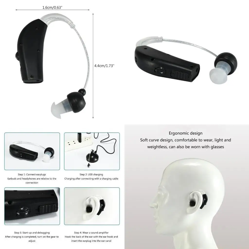 

M5TD перезаряжаемый слуховой аппарат с крючком для ушей для пожилых людей, невидимый усилитель звука, сильная потеря уха,