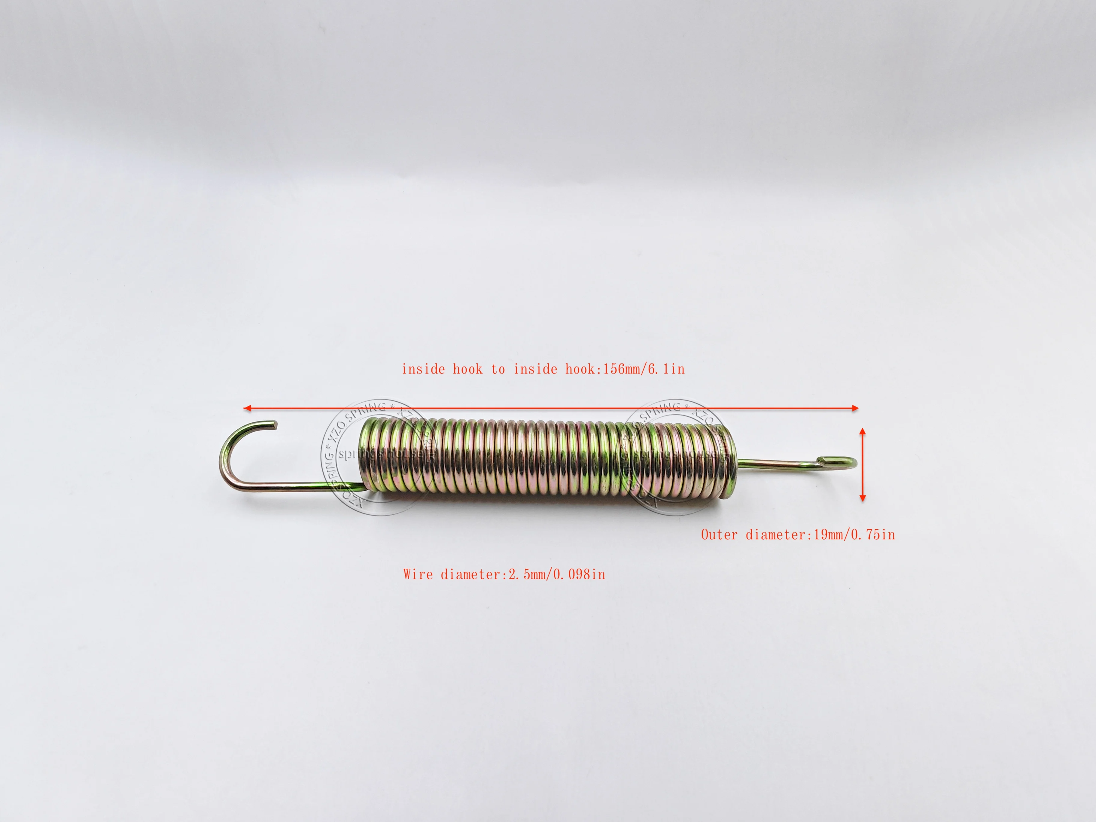 Galvanized extension spring with 156 mm hook-to-hook (inside) length，Not Too Strong Not Too Weak for Sofa, Cabinet Door