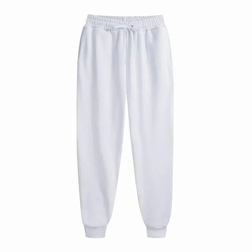 Męskie spodnie dresowe na co dzień polarowe spodnie sportowe moda unisex jednolite, luźne spodnie Streetwear jesienne zimowe spodnie do joggingu