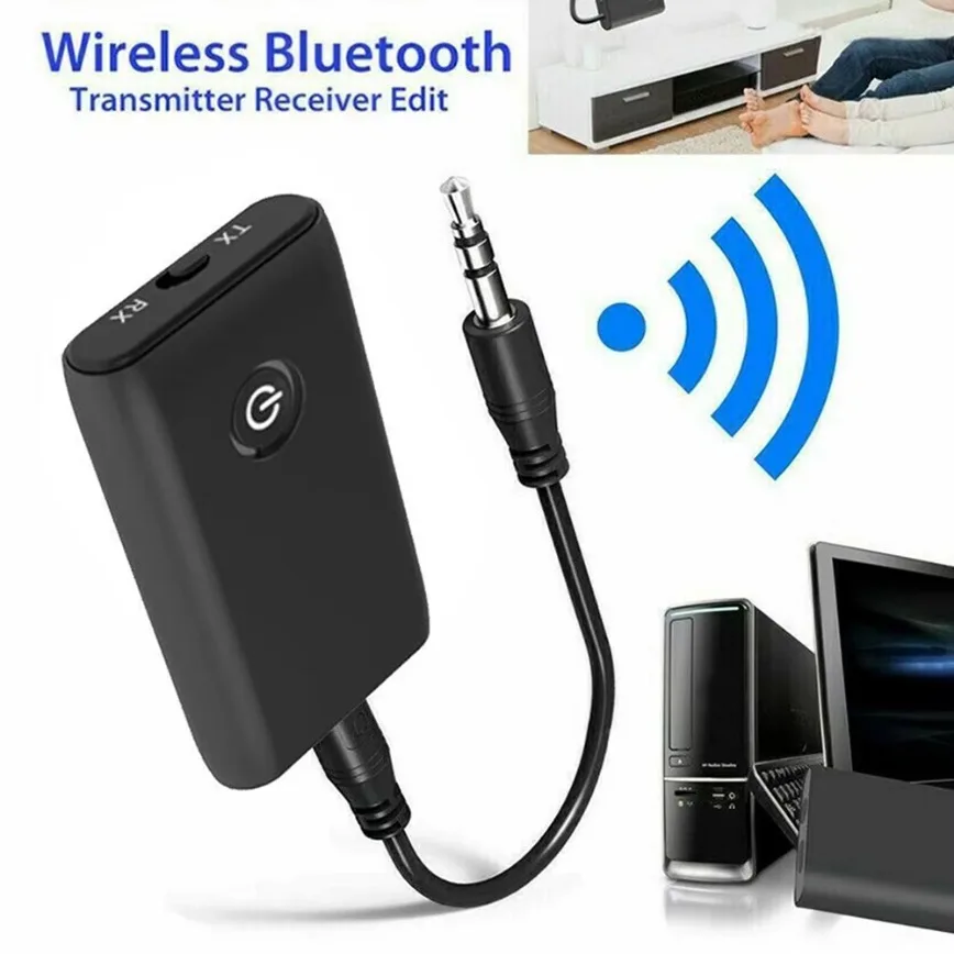 2 in 1 ワイヤレスBluetoothトランスミッターレシーバー、3.5mm AUXオーディオアダプター付き、テレビ、PC、車のスピーカー、ヘッドホン、サウンドバー、コンピューター用