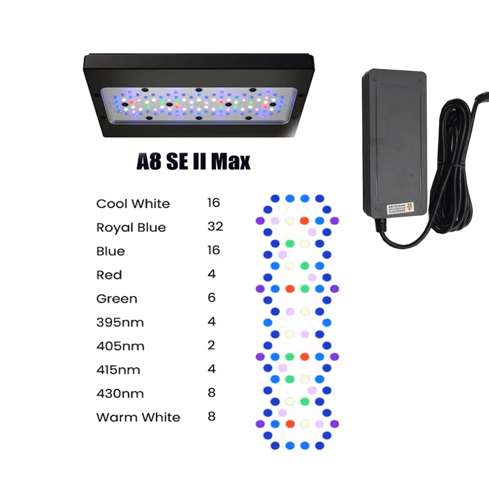 A8SE II Max 240W Saltwater Coral Reef Grow Full Spectrum WiFi APP