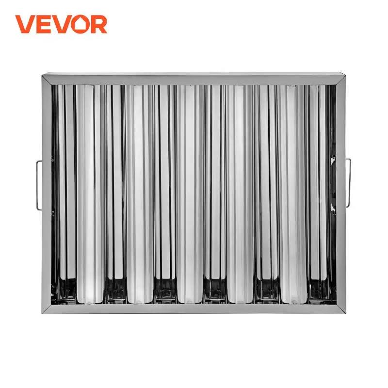 VEVOR 4/5 Slot Commercial Hood Filter Grease Baffle w/ Handle Stainless Steel Filter Stable Safe 6Pcs for Restaurant Industry