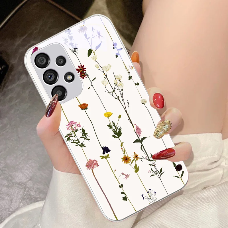 Tempered Glass Phone Case for Samsung Galaxy S10 4G S20 11E 30 S21 21Fe 22 Pro S23 Ultra 5G S8 S9 Vine small flower rose purple