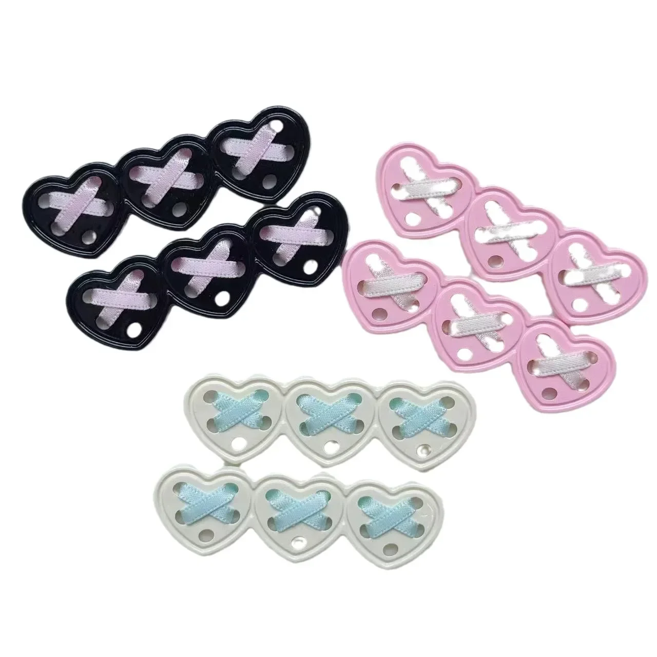 2Pcs Japanese Gothic Girl Ribbon Heart Star Patch Y2k Subculture Women Clothes DIY Deco Shoe Hat Bag Hairpin Sewing Accessories