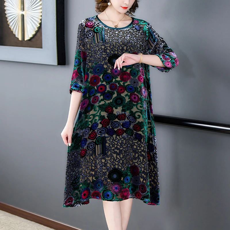 

2024 Summer New Floral Print Chiffon Casual Midi Women Elegant Loose Chic Pretty Dress Red Vintage Festival Party Dresses