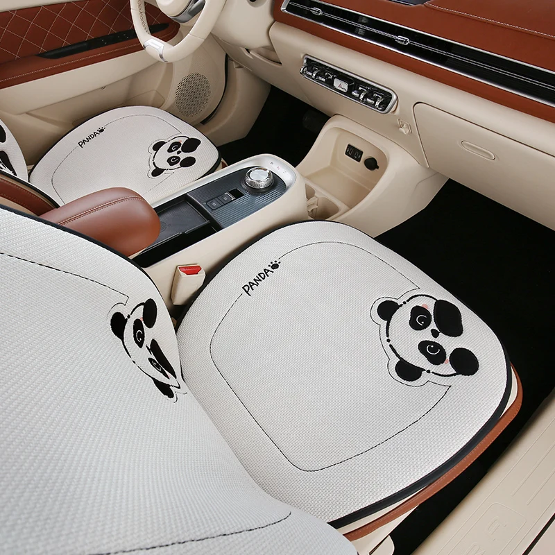 the new linen cartoon panda car single seat cushion non-slip breathable car square cushion/ rear seat cushion/ back cushion