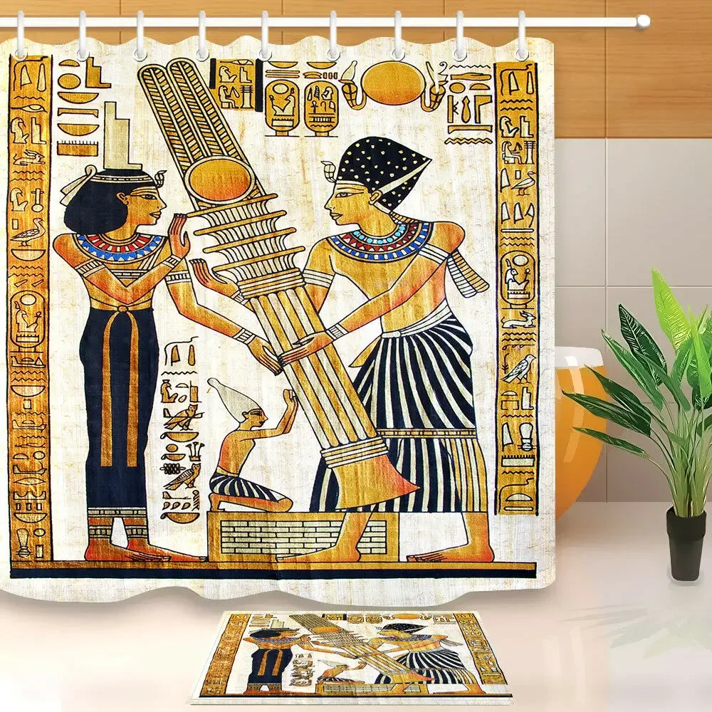 Bathroom Decor Egyptian Papyrus Legend Waterproof Fabric Shower Curtain Set 72