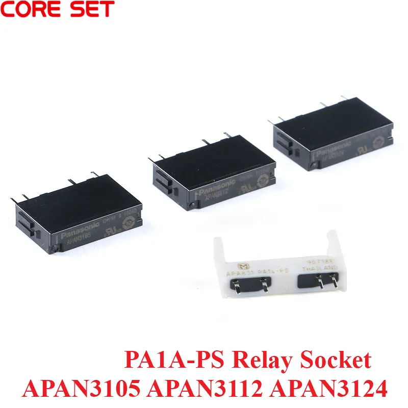 5Pcs Relay APAN3105 APAN3112 APAN3124 5V 12V 24V 5A Normally Open Relay PA1A-PS Relay Socket 4PIN APAN