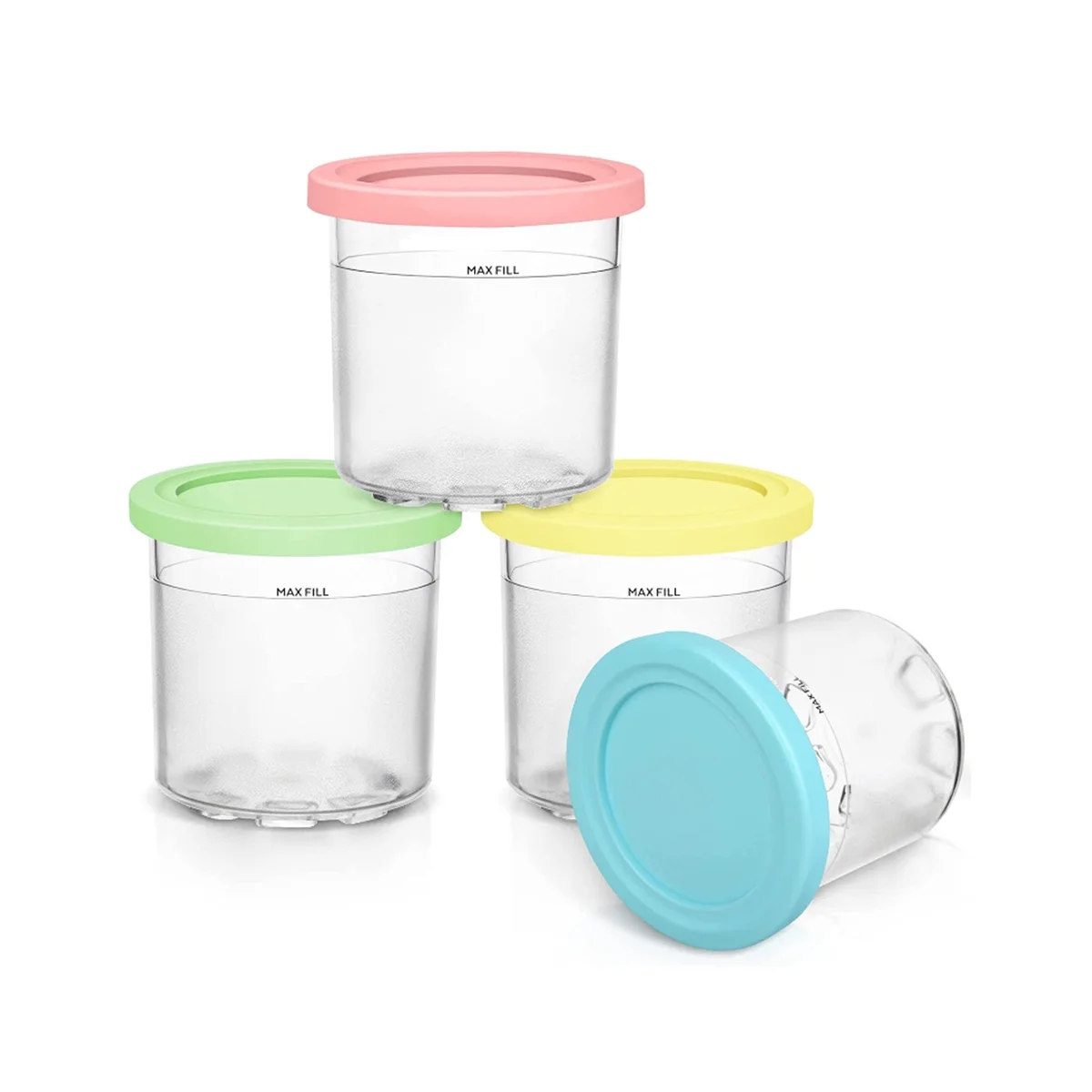 4PCS Ice Cream Pints and Lids for Ninja Creami NC301 NC300 NC299AMZ Series Ice Cream Storage Containers Food Freezer