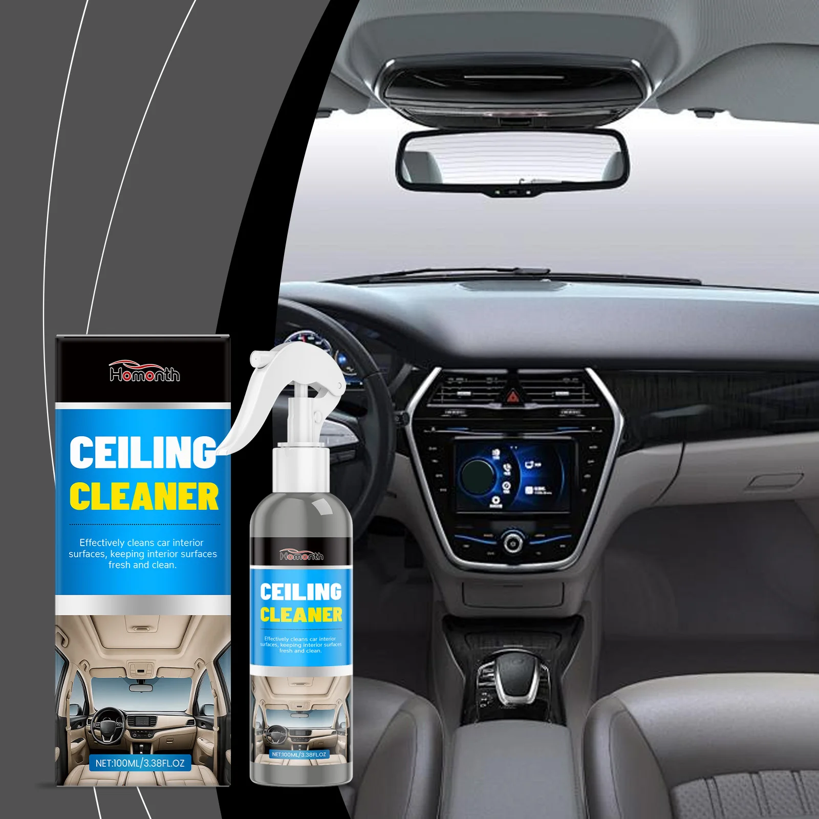 

Car Interior Cleaner Protectant - Multipurpose Upholstery Cleaner for Leather, Plastic, Vinyl Fabric Seats, Non-Toxic Odor-Free