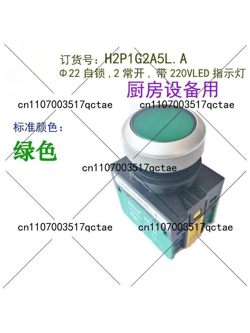 Hotel kitchenware gas stove start ignition switch  with self-locking 2swa button h2p1g2a5l. A green