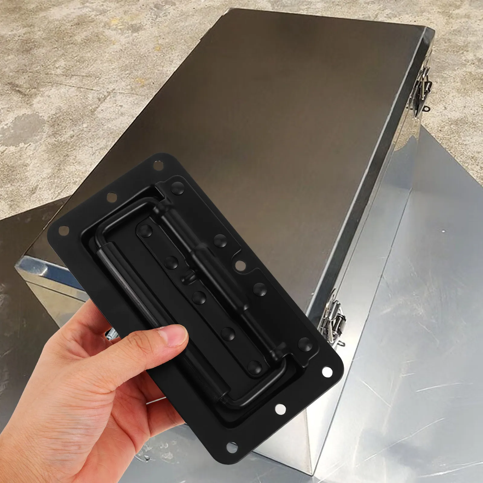 

Comfortable Metal Grip Foldable Carry Handle for Toolboxes Chests Rvs Trailers Garage Workshop Heavy Duty Recessed Pull Handle