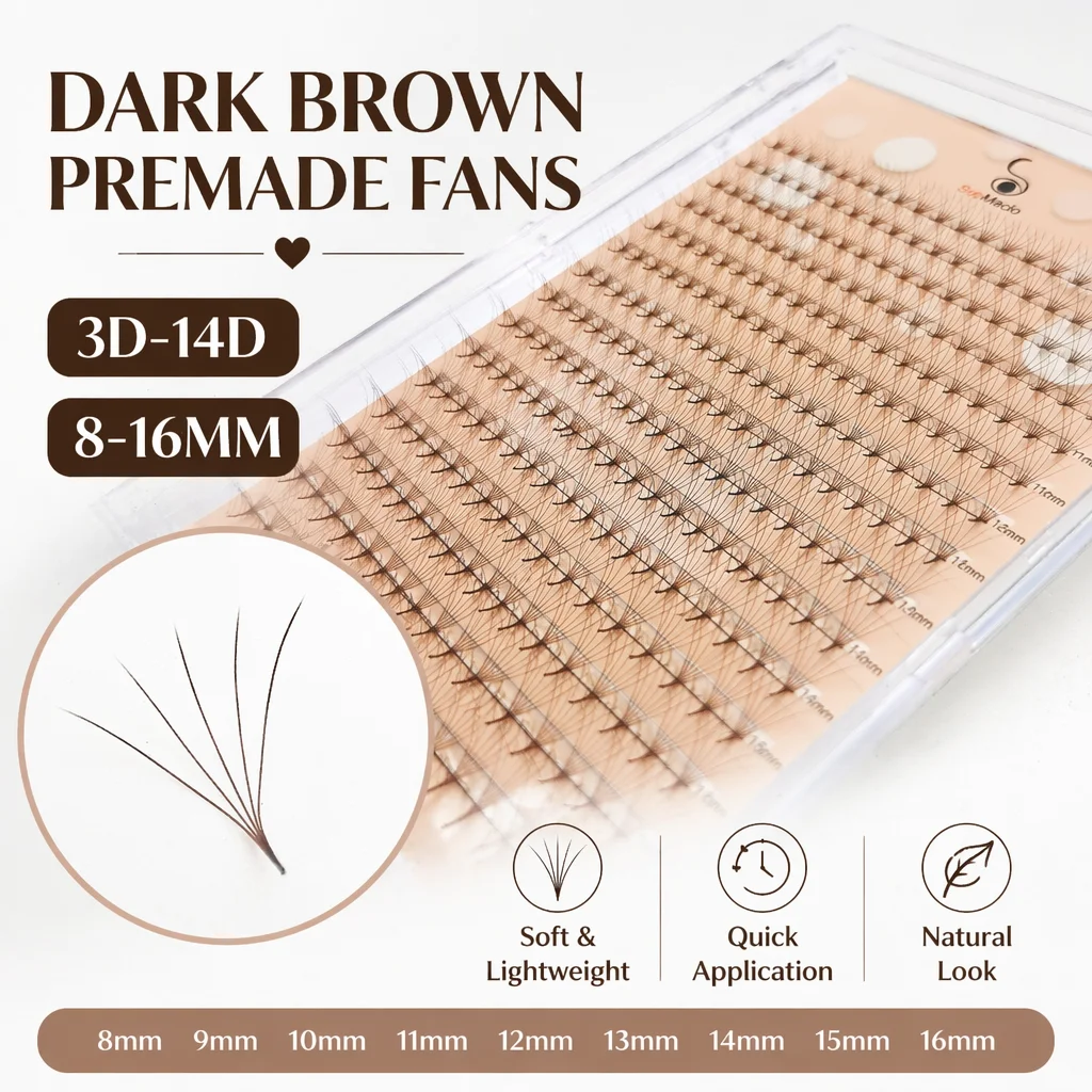 Supmacio Brown PreMade Volume Fans Lashes Extensions 8D 10D 6D 5D 8-16mm Brown Ready-made Bundles bouquet